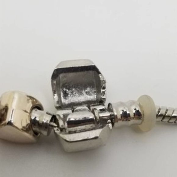 Peace Charm Murano Glass Bracelet Glass and Silver Tone Beads Snake Chain sz 7.5 - Picture 4 of 6